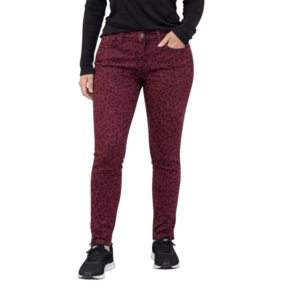 Social‎ Standard by Sanctuary Burgundy Leopard Print Ankle Skinny Jeans Size 10